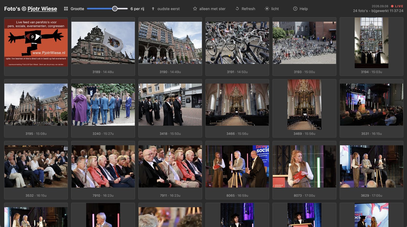 Persmodule met live binnenkomende persfoto's tijdens een congres